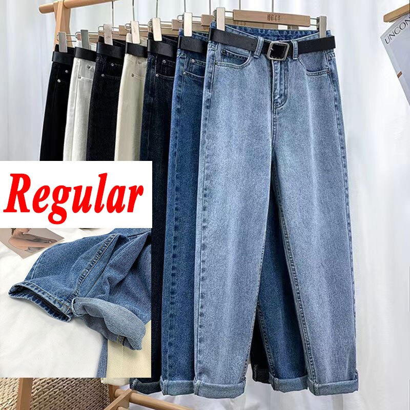 Xpqbb 2022 Summer High Waist Women Jeans Washed Casual Loose Harem Pants Female Solid Simple with Belt Student Denim Trousers