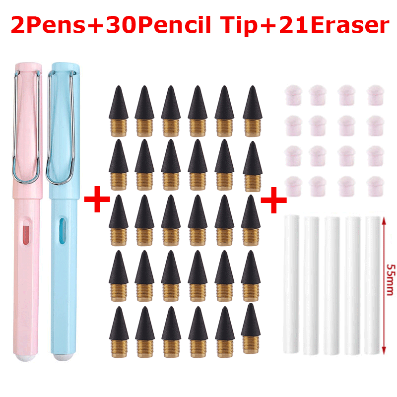 37/53PCS/Set Eternal Pencil Double Eraser  Pencils Art Sketch Painting Design Tools School Supplies School Stationery Gifts