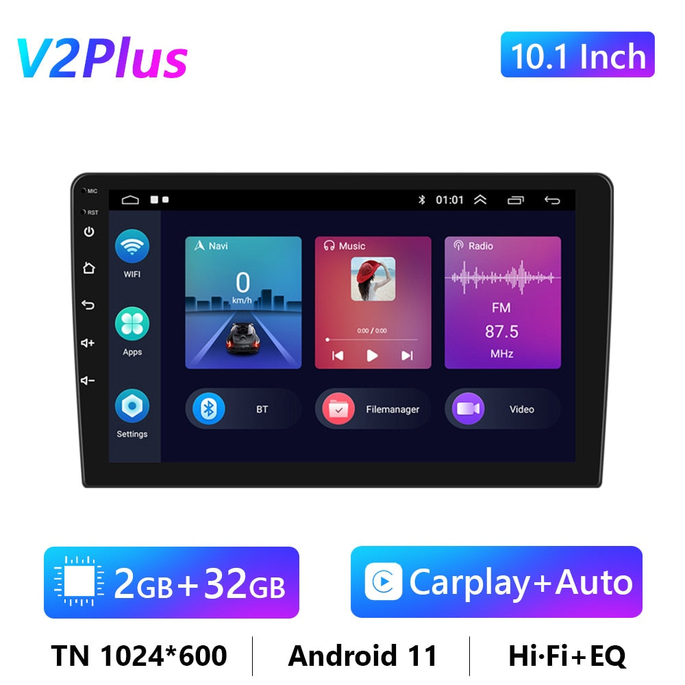 Podofo Android 9.0 2 Din Car Radio Stereo Multimedia Player Universal Auto For Volkswagen/Nissan/Kia/Toyota/Bmw/Passat/Toyota/Vw