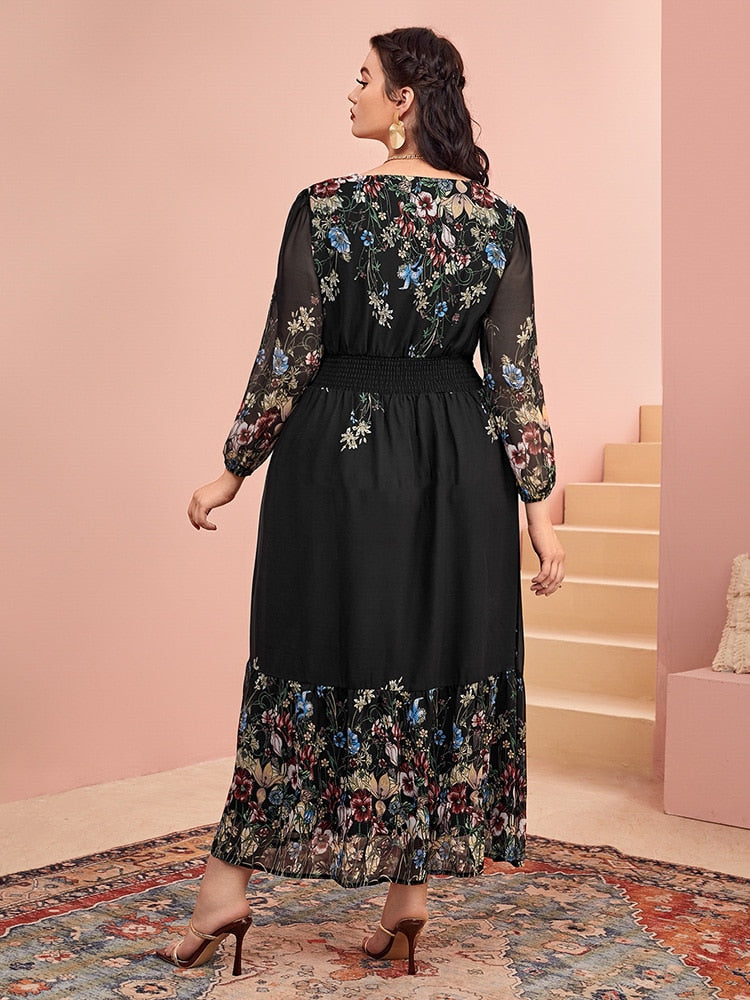 TOLEEN Women Plus Size Large Maxi Dresses 2022 Summer Chic Elegant Long Floral Boho Party Evening Festival Turkish Robe Clothing