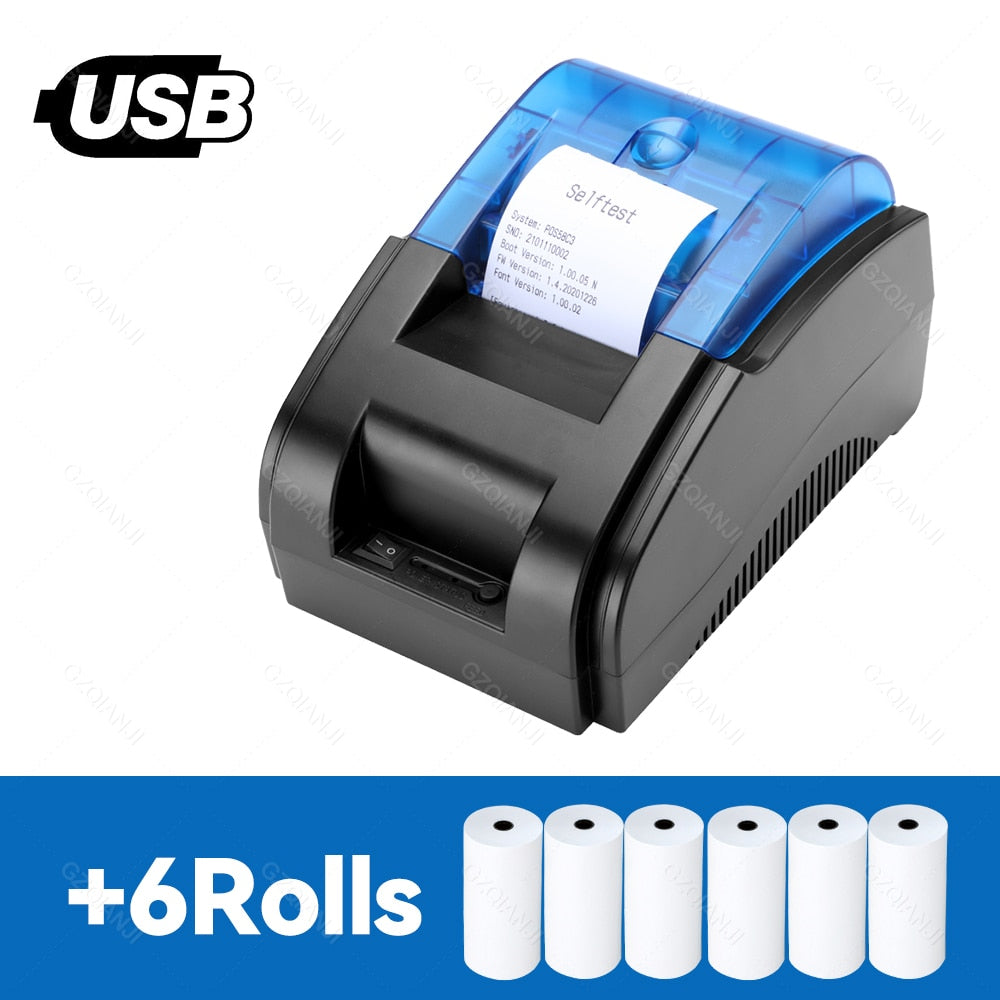 Thermal Receipt Printer 58mm POS Printer Bluetooth USB For Mobile Phone Android iOS Windows For Supermarket and Store