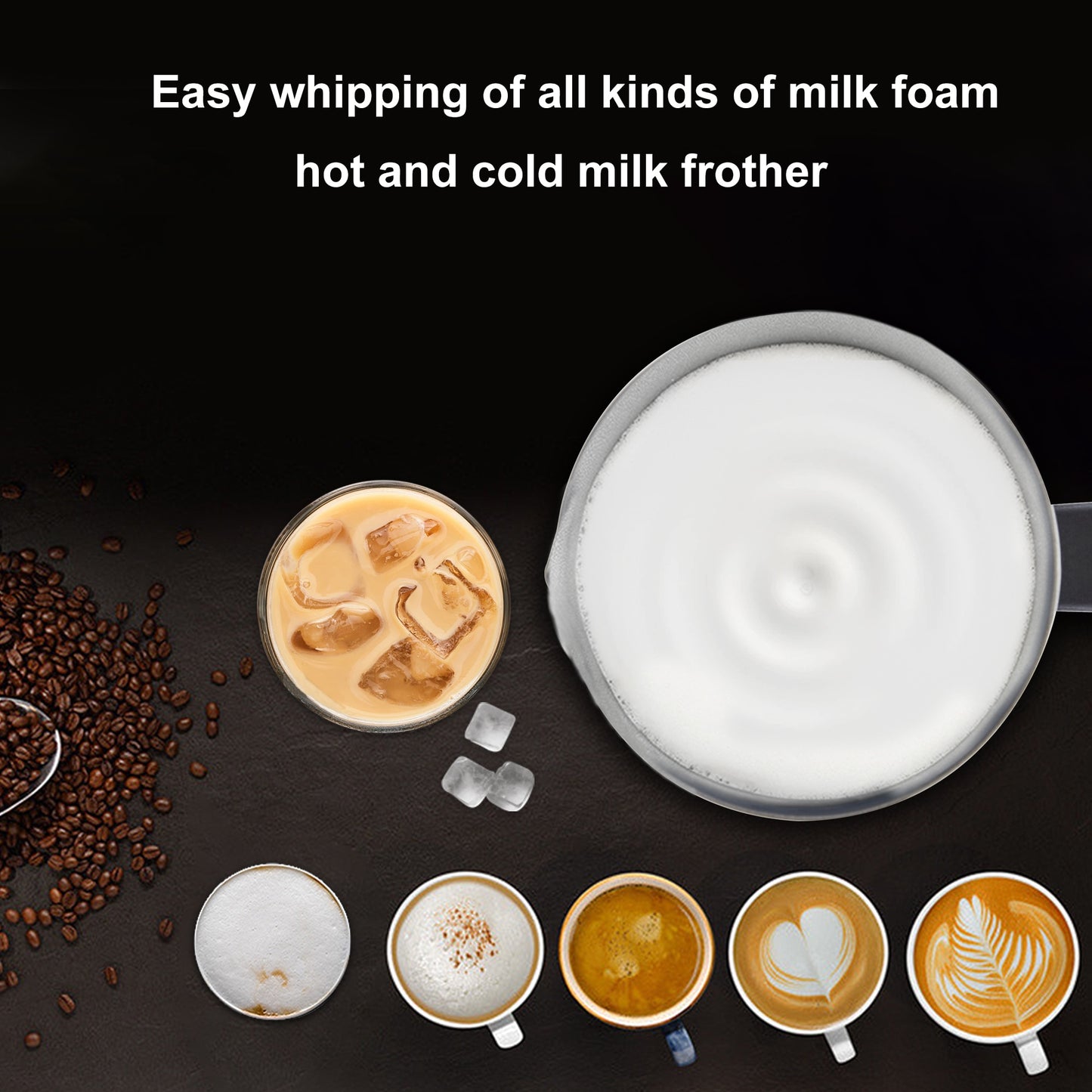 ELEKCHEF 4 in 1 Coffee Milk Frother Frothing Foamer automatic Milk Warmer Cold/Hot Latte Cappuccino Chocolate Protein powder