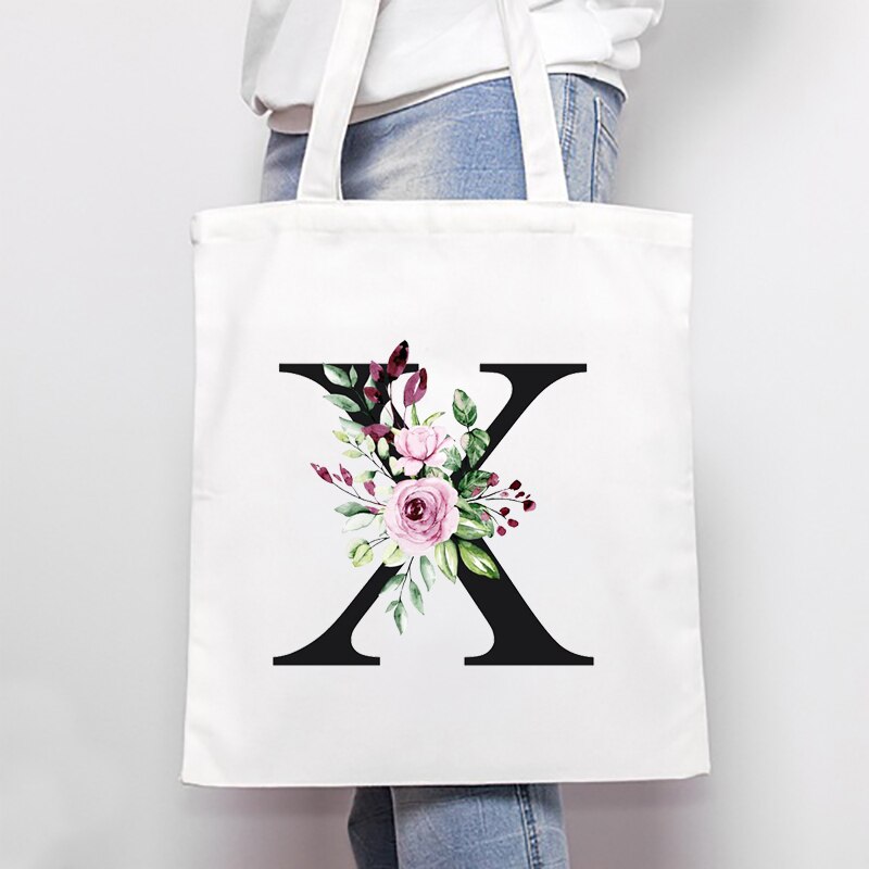 Women's Bags Shoulder Bags Simple Letter Print Large-capacity Shopping Bags Fashion White  All-match Canvas Student Handbags