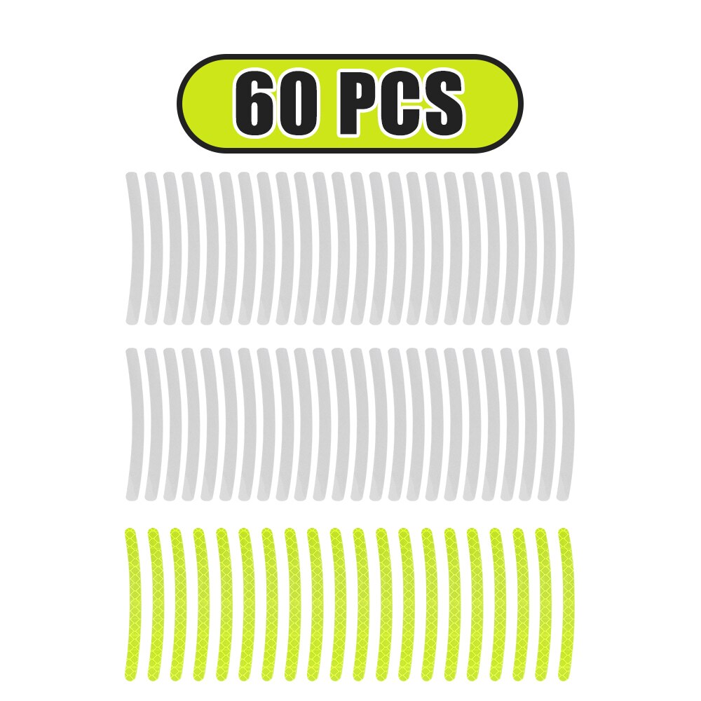 20/40/60Pcs Car Wheel Hub Sticker High Reflective Stripe Tape for Motorcycle Car Night Driving Safety Luminous Universal Sticker