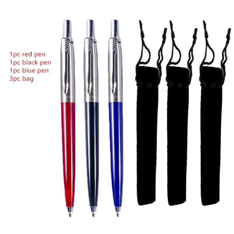 3pc Set Ballpoint Pen Press Typ Ink Pen Stainless Steel Push Stationery Office School Supplies Writing Gift Pen