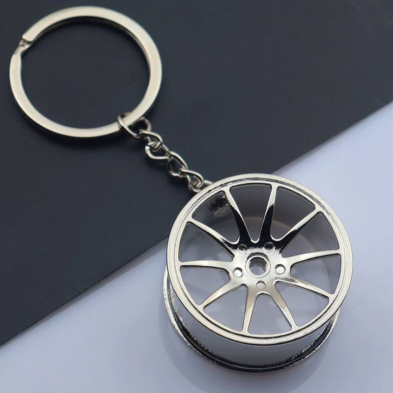 Creative gift car metal keychain turbo gear hub pendant brake disc shock absorber Pendant