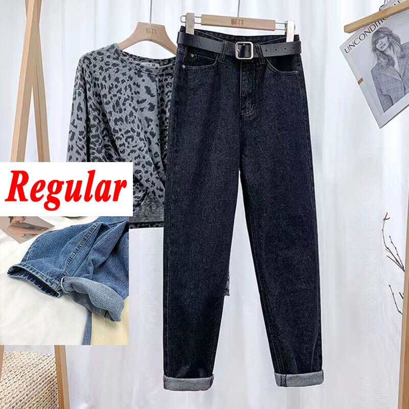 Xpqbb 2022 Summer High Waist Women Jeans Washed Casual Loose Harem Pants Female Solid Simple with Belt Student Denim Trousers