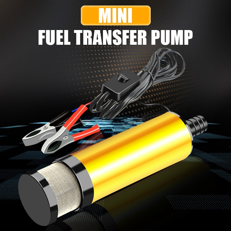 Mini Car Electric Oil Pump 12V 24V For Pumping Diesel Oil Water Submersible Aluminum Alloy Shell 12L/min Fuel Transfer Pump