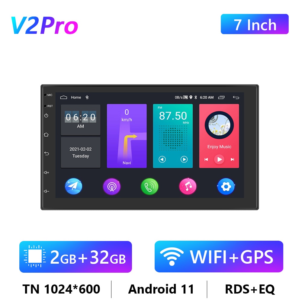 Podofo Android 9.0 2 Din Car Radio Stereo Multimedia Player Universal Auto For Volkswagen/Nissan/Kia/Toyota/Bmw/Passat/Toyota/Vw