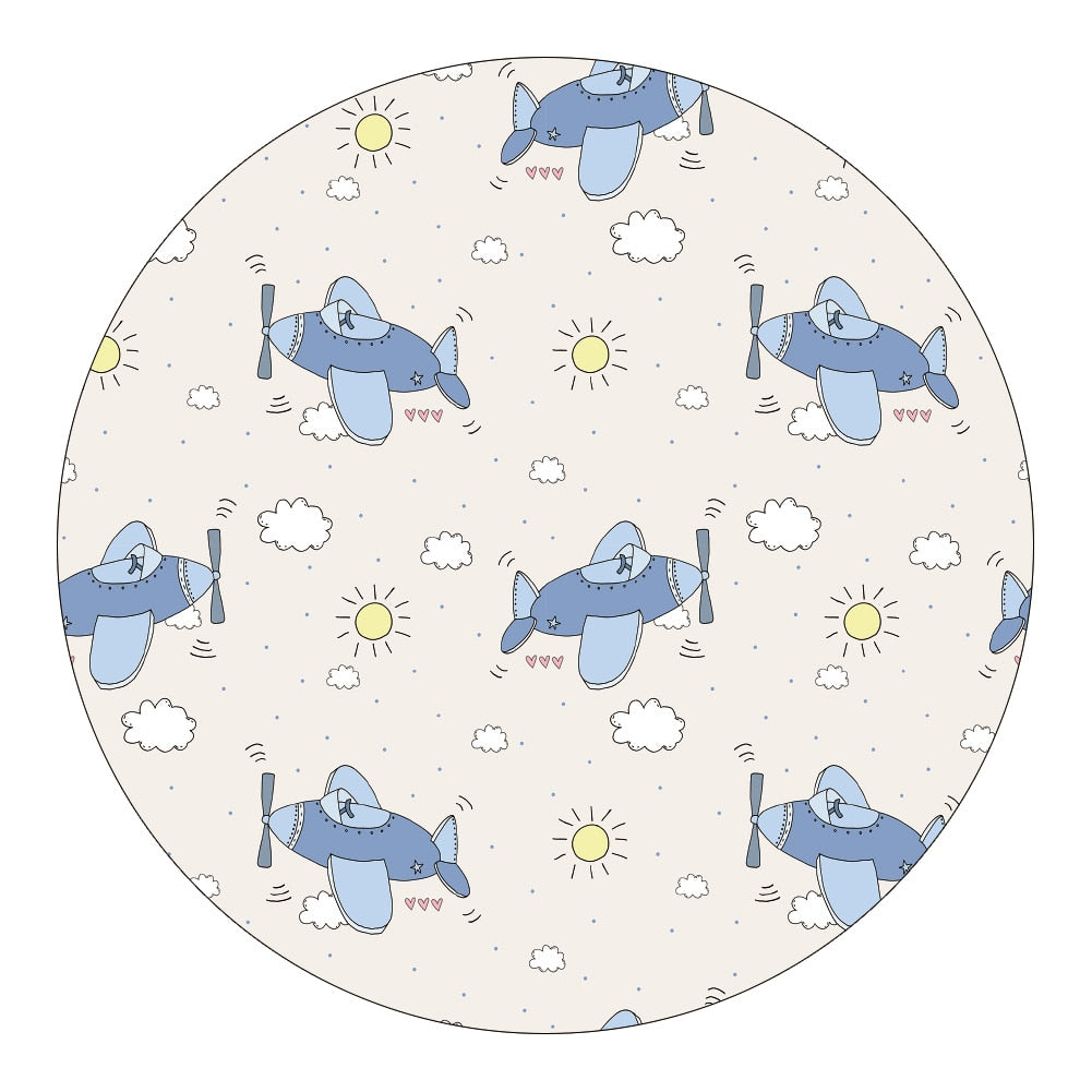 wangart Baby Play Mat Round Children Carpet Simplicity Animal Bunny Bee Pattern Children Flannel Carpet Baby Hand Print Carpet