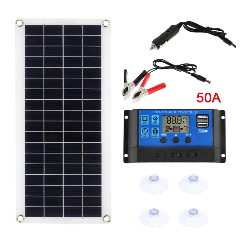 1000W Solar Panel 12V Solar Cell 10A-60A Controller Solar Panel for Phone RV Car MP3 PAD Charger Outdoor Battery Supply