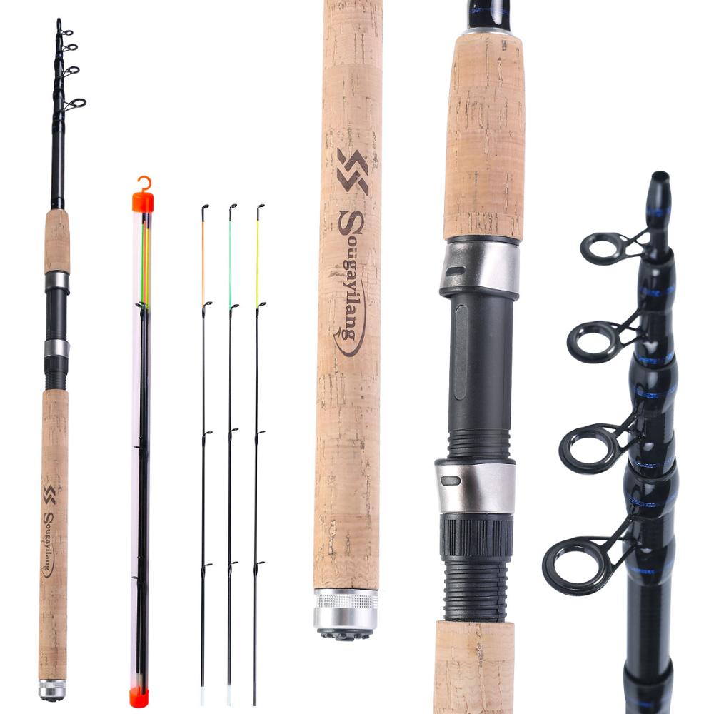 Sougayilang L M H Power Feeder Fishing Rod Spinning /6 Sections Carbon Fiber Travel Rod 3.0M 3.3M 3.6M With Free Spare Tip