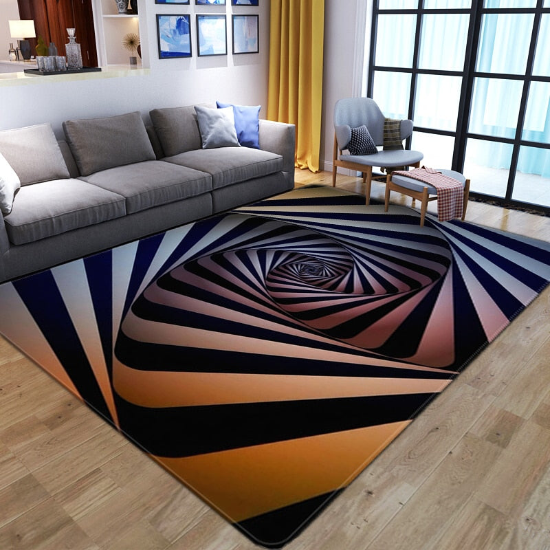 wangart 3D Vortex Illusion Carpet Entrance Door Floor Mat Abstract Geometric Optical Doormat Non-slip Floor Mat Living Room