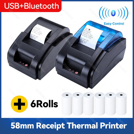 Thermal Receipt Printer 58mm POS Printer Bluetooth USB For Mobile Phone Android iOS Windows For Supermarket and Store