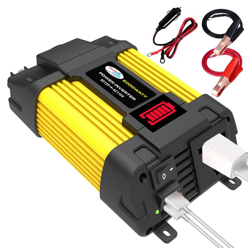 Car Power Inverter Vehicle Power Inverter With Cigarettes Lighter Port Battery Clips AC Car Charger Converter For Camping Truck