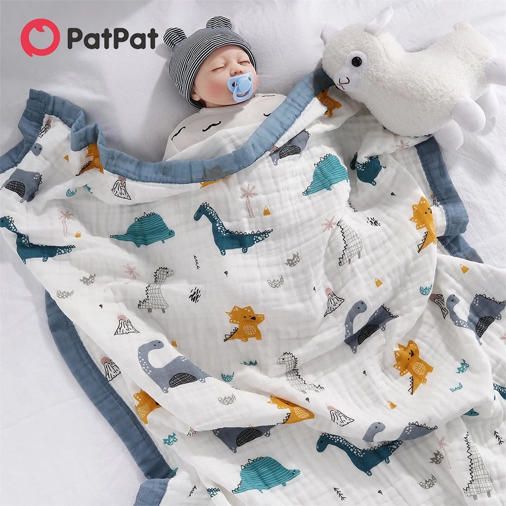 PatPat 100% Cotton Baby Blankets Newborn 6-layer Muslin Cotton Gauze Soft Absorbent Swaddle Blankets Baby for Beds Shower Wipes