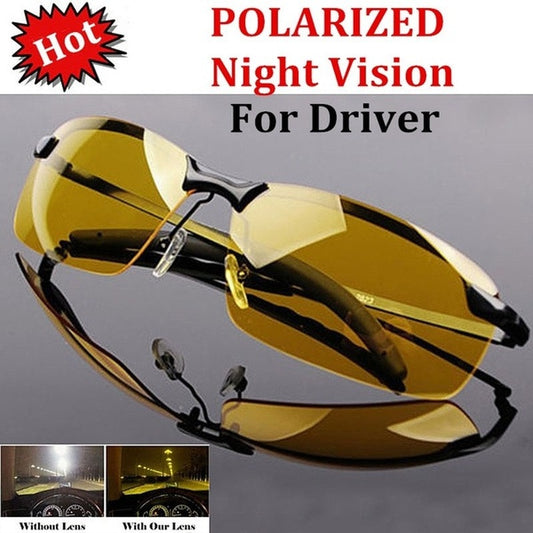 Universal Night Vision Glasses Sunglasses Men Outdoor Sport Sun Glasses Driver Goggles Black/Yellow Glasses for Night Driving