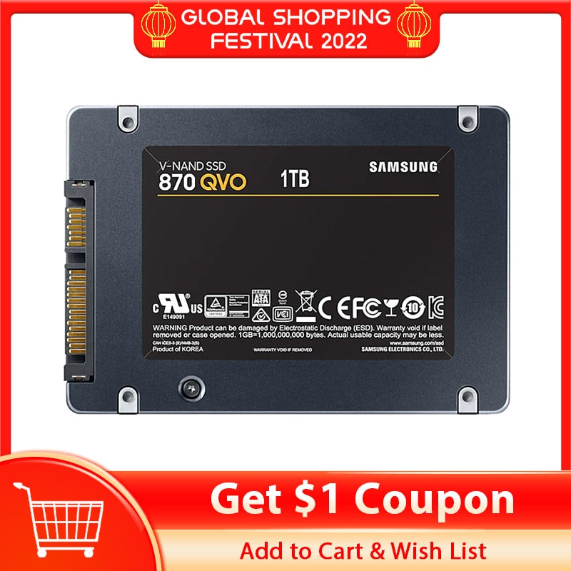 Samsung 2TB SSD 1TB 2.5" 870 QVO 4TB Internal HDD SATA III QLC SATA3 Solid-State Hard Drive New 100% Original For Desktop