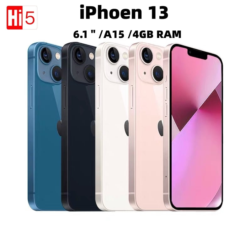 Original Unlocked Apple iPhone 13 6.1 " Face ID Super Retina XDR OLED RAM 4GB ROM 128/256GB A15 IOS 5G Smartphone NFC 13