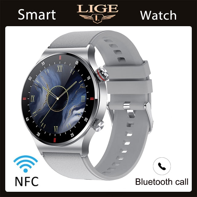 LIGE ECG+PPG Bluetooth Call Smart Watch Men 2022 Sports Bracelet NFC Waterproof Custom Watch Face Men SmartWatch For IOS Android