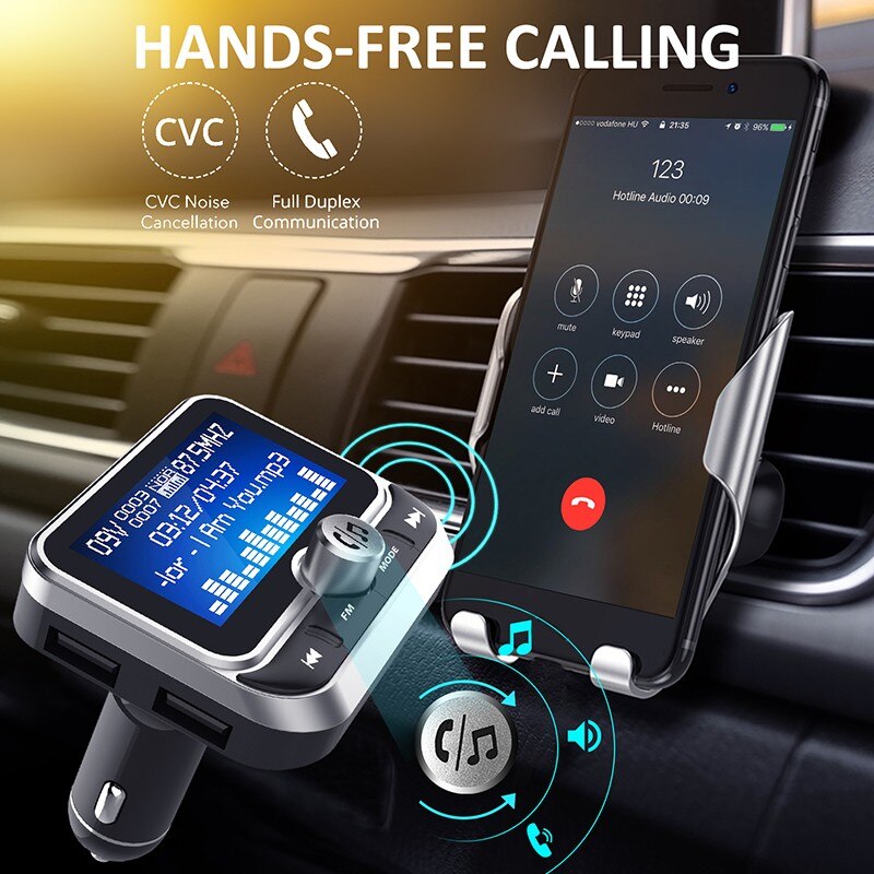 Creative Car FM Transmitter With Remote Control 1.8" LCD Bluetooth MP3 Player Dual USB Car Charger Handsfree FM Modulator 2019