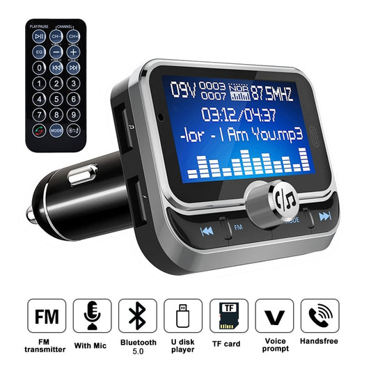 Creative Car FM Transmitter With Remote Control 1.8" LCD Bluetooth MP3 Player Dual USB Car Charger Handsfree FM Modulator 2019